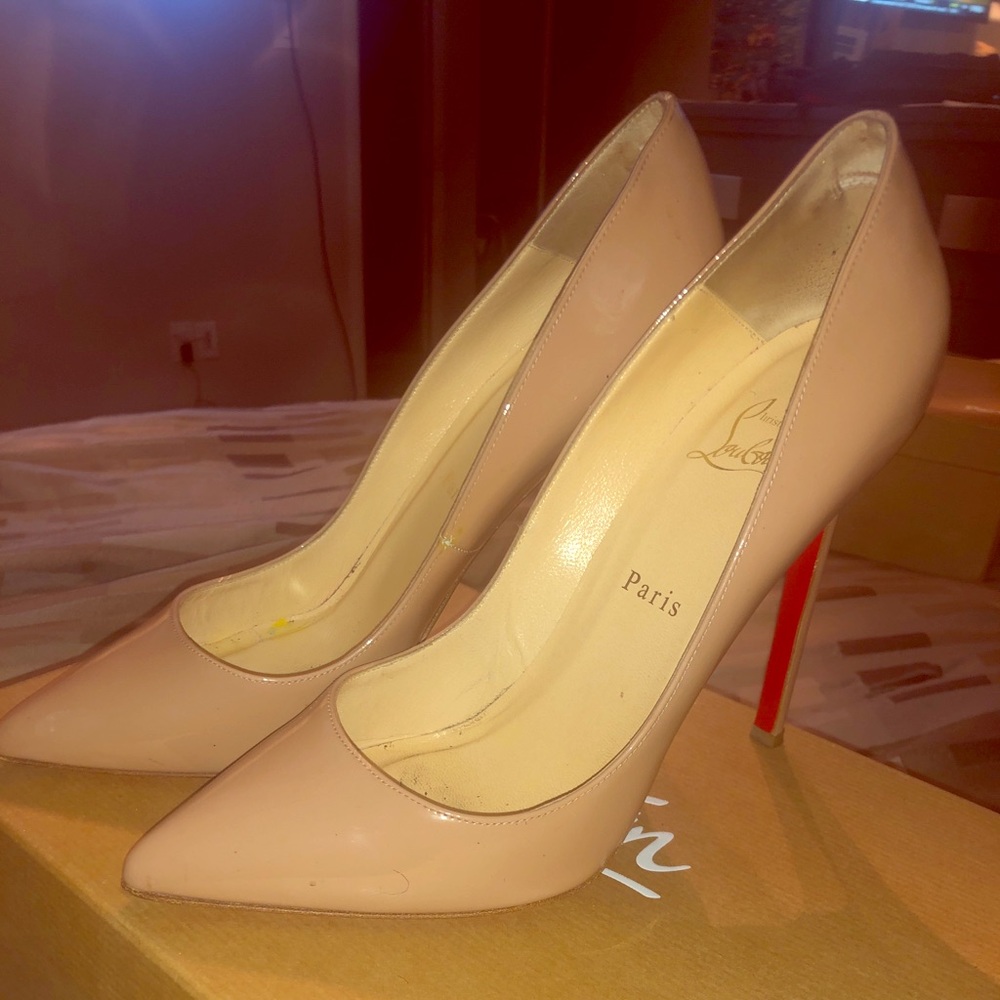 Christian Louboutin Nude Patent Leather Pumps